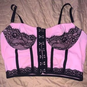 PINK AND BLACK Y2K CORSET BUSTIER TOP